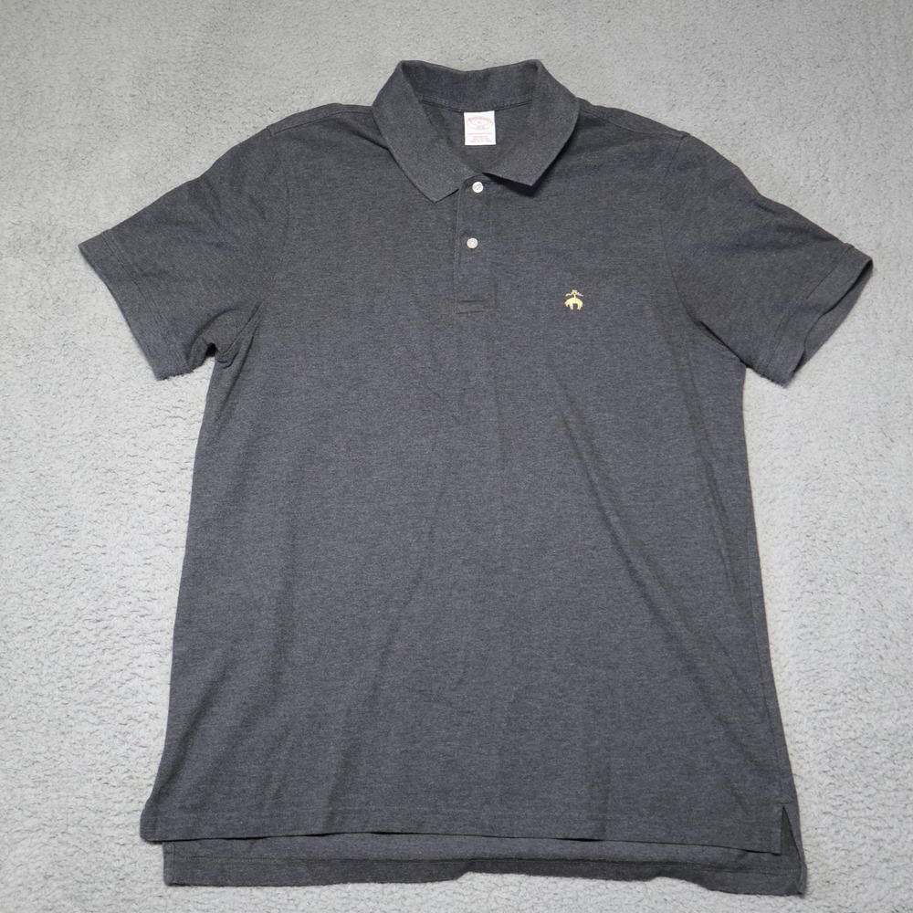 Brooks Brothers Performance Polo Mens XL Gray Original Fit Cotton Short Sleeve
